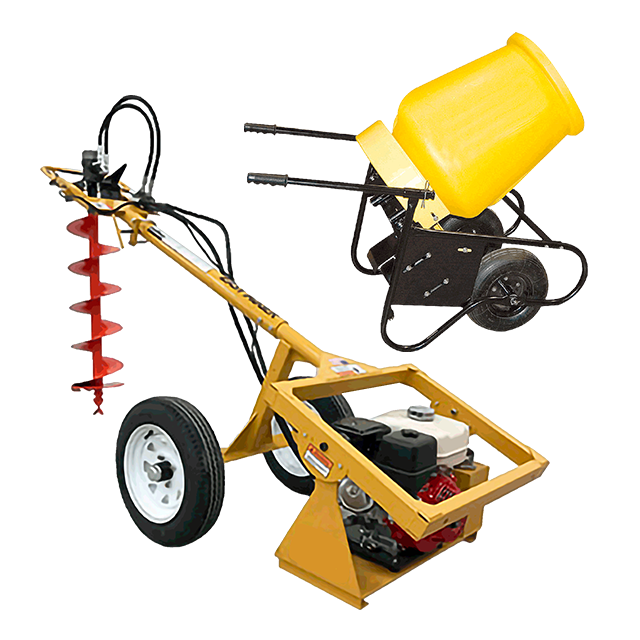Hydraulic Auger and Concrete Mixer Package