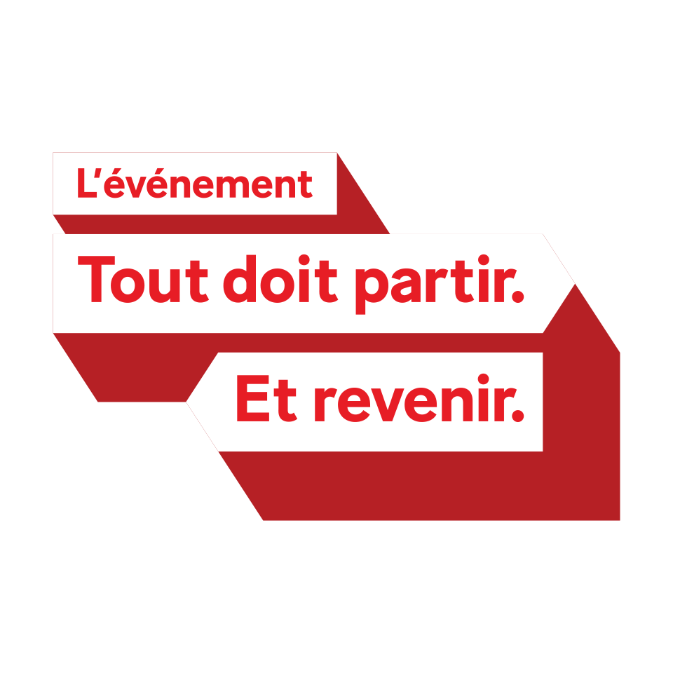 Visuel promotionnel Simplex – Événement « Tout doit partir. Et revenir. » sur fond blanc